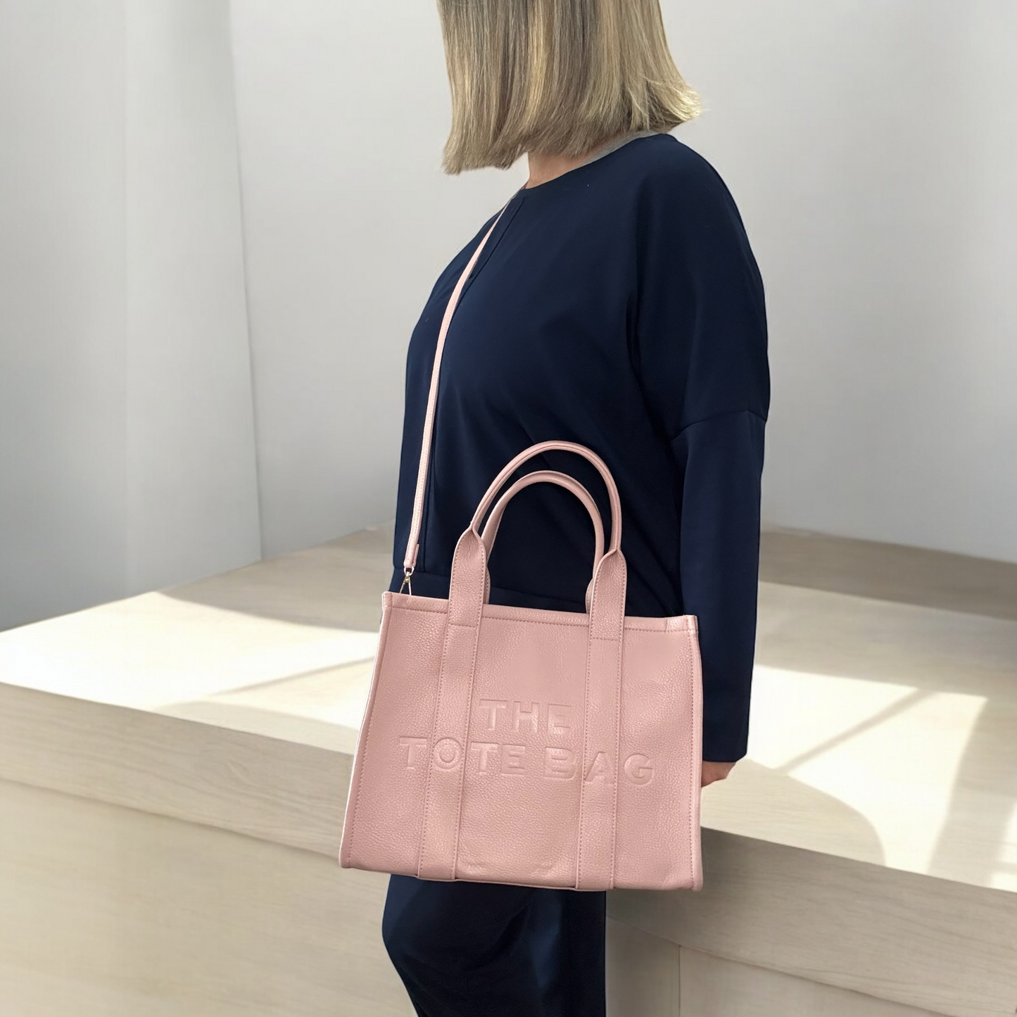 Borsa a mano in simil pelle- TOTE- rosa