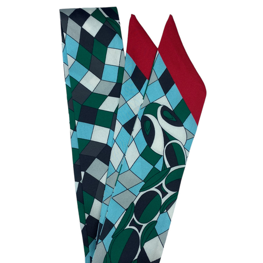 Foulard Alba - quadretti azzurro verde